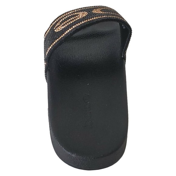 NWT BEBE WOMEN'S BLACK RHINESTONES SLIDES SANDALS - Picture 7 of 8